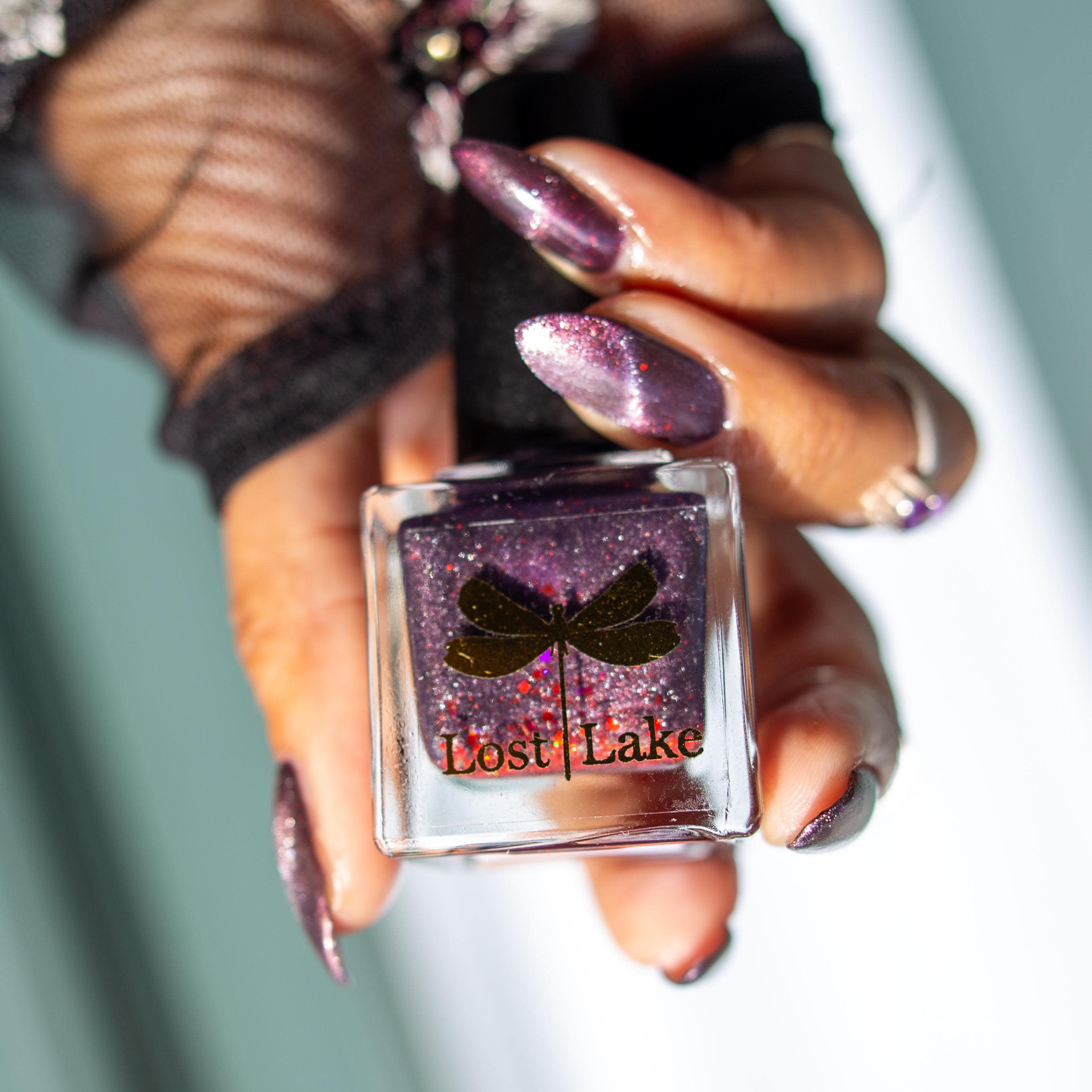 Krampus | Winter Mauve Magnetic Polish with Scattered Fiery Holo flakes