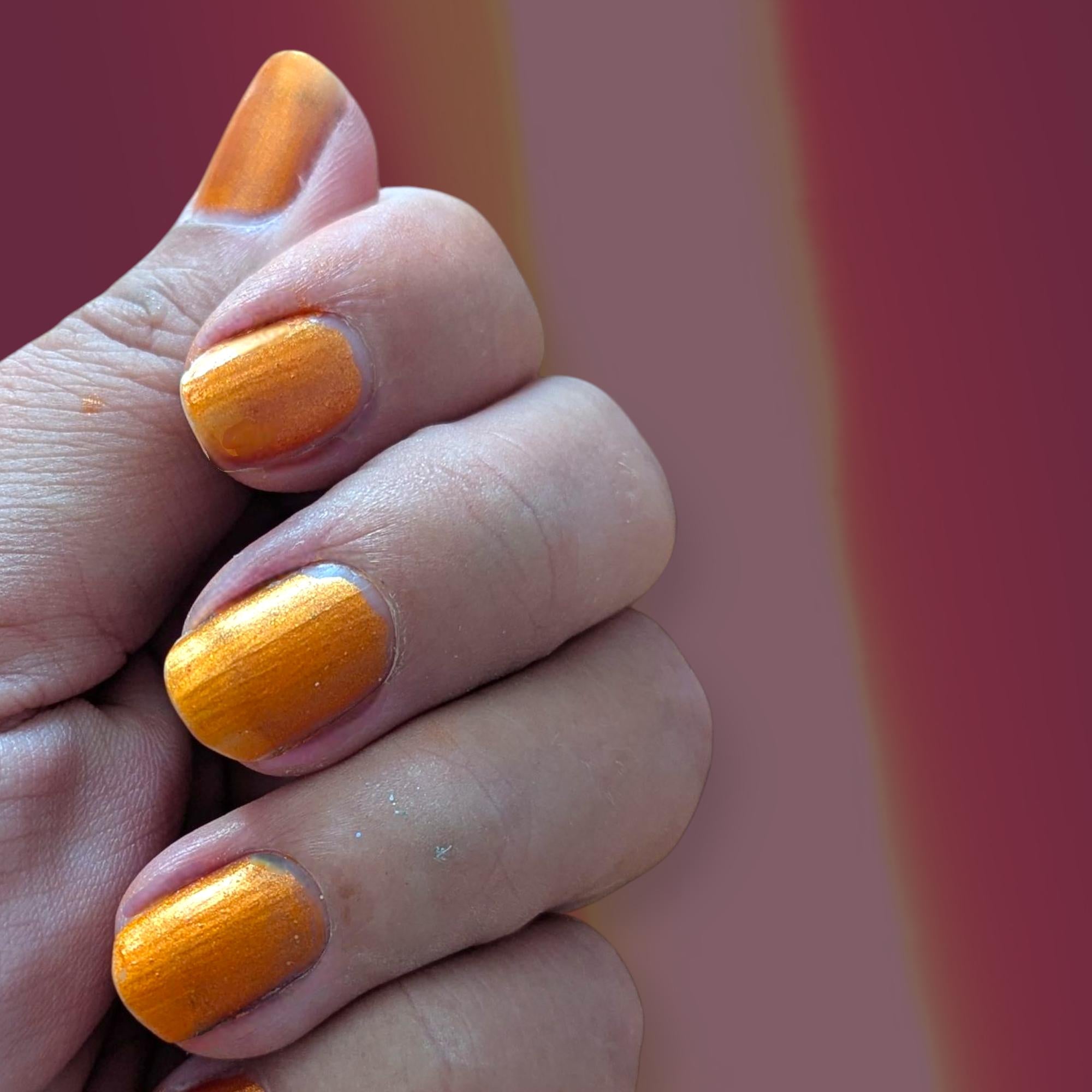 Best O(range) ~ Glowy opaque tangerine shimmer polish