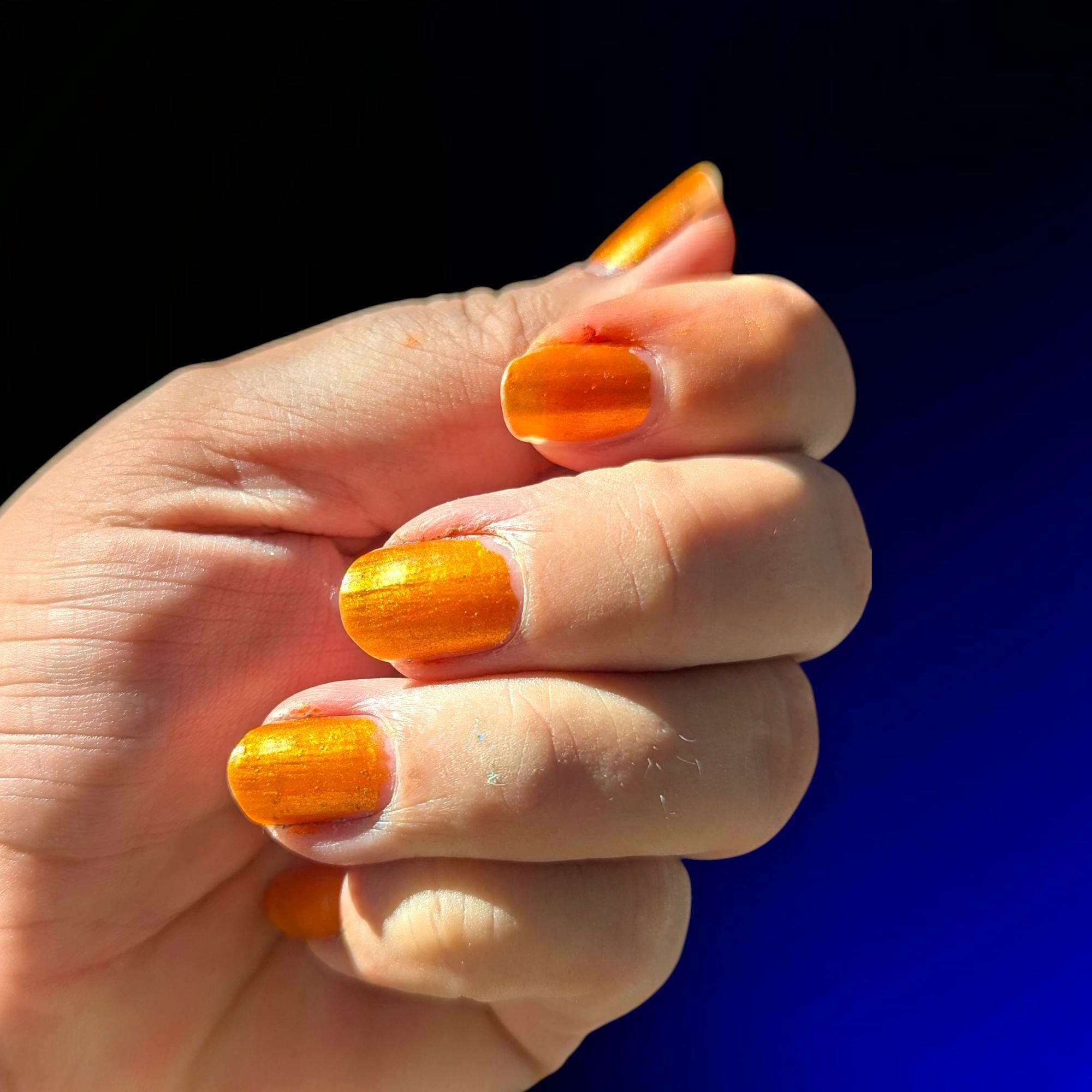 Best O(range) ~ Glowy opaque tangerine shimmer polish