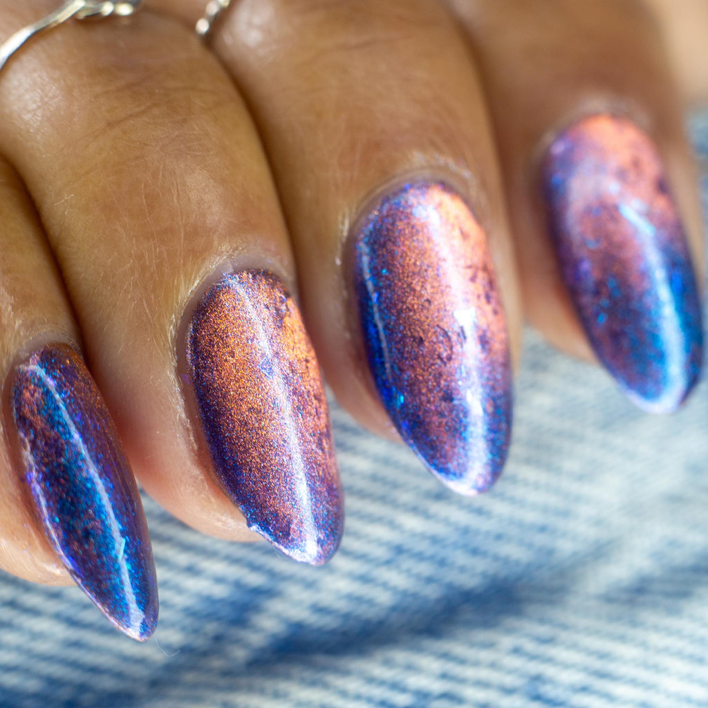 Melting Hearts | Pre-Order | Warm Pastel Pink & Dusky Blue Magnetic Polish with Scattered Fairy flakes