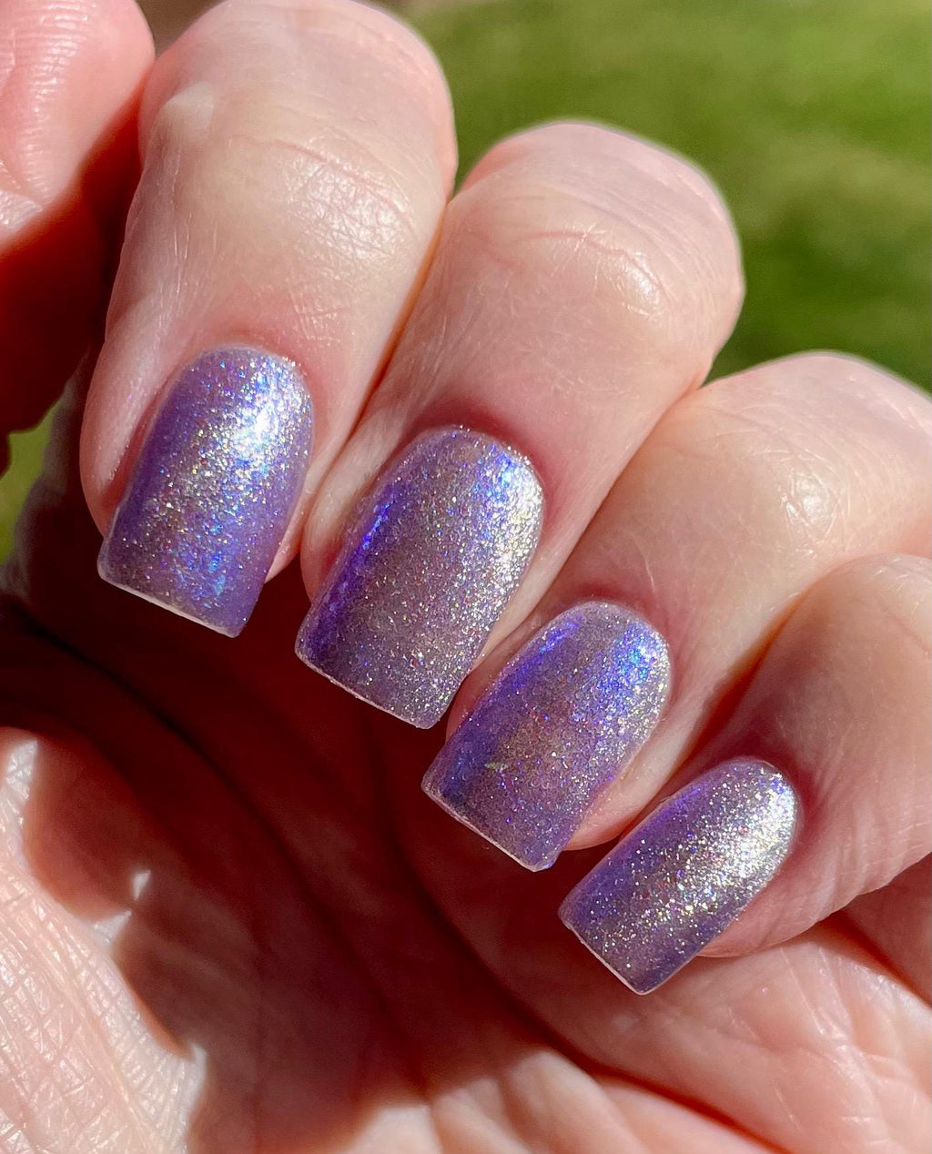 NORAD Santa Tracker | Magnetic pale periwinkle jelly with scattered green and purple holo flecks