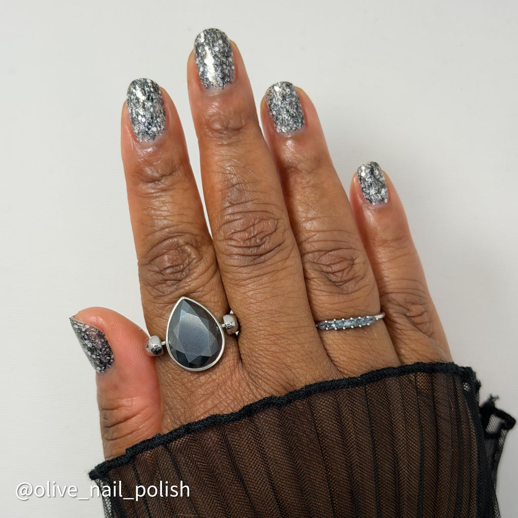 Ripley's Collection | Just Listen to the Scientist!! | Black & White Matte Glitter Polish with Linear Holo