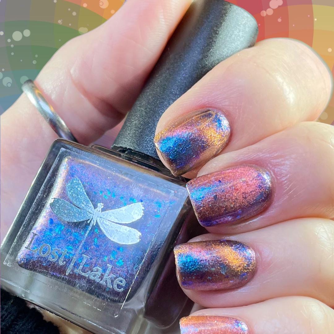 Melting Hearts | Pre-Order | Warm Pastel Pink & Dusky Blue Magnetic Polish with Scattered Fairy flakes