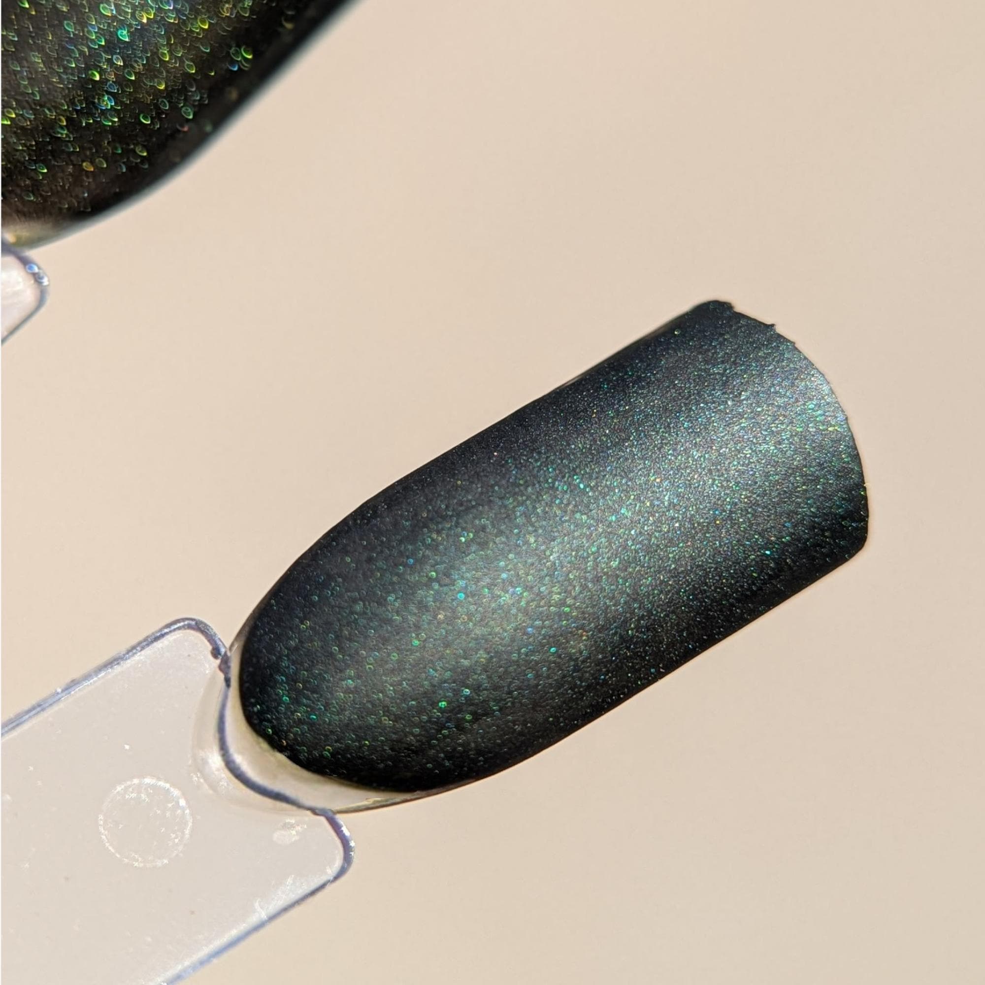 Juniper ~ The Darkest Green Matte Nail Polish with Micro Holo Glitter