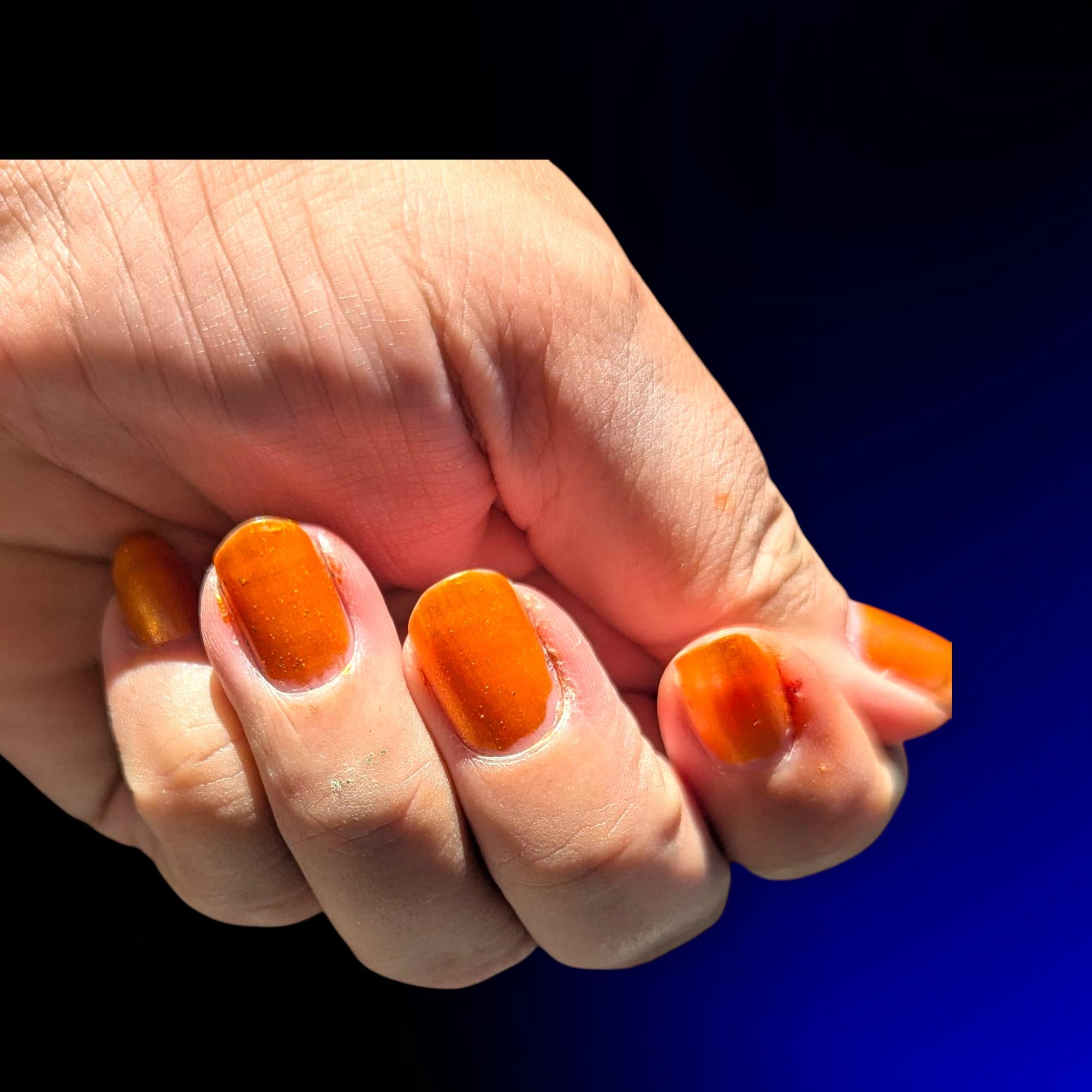 Best O(range) ~ Glowy opaque tangerine shimmer polish