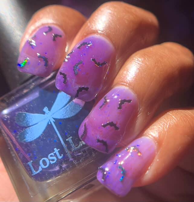 Bats! - Iridescent blue glitter and Rainbow Holo Bats Topper