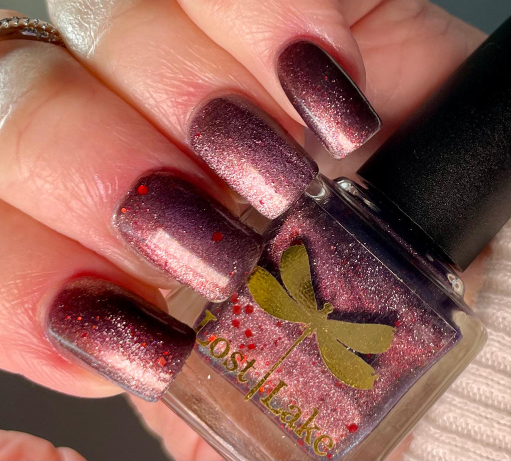 Krampus | Winter Mauve Magnetic Polish with Scattered Fiery Holo flakes
