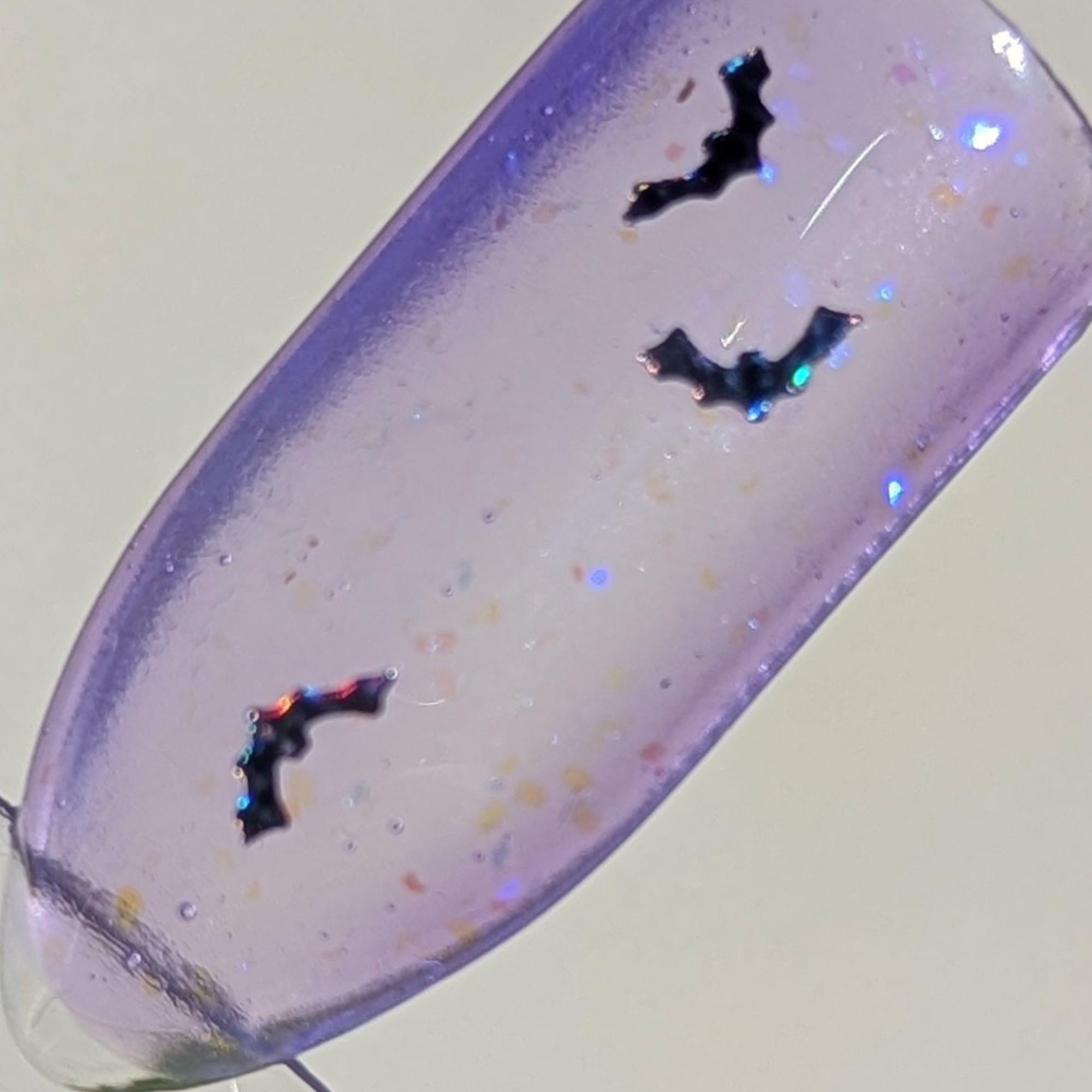 Bats! - Iridescent blue glitter and Rainbow Holo Bats Topper