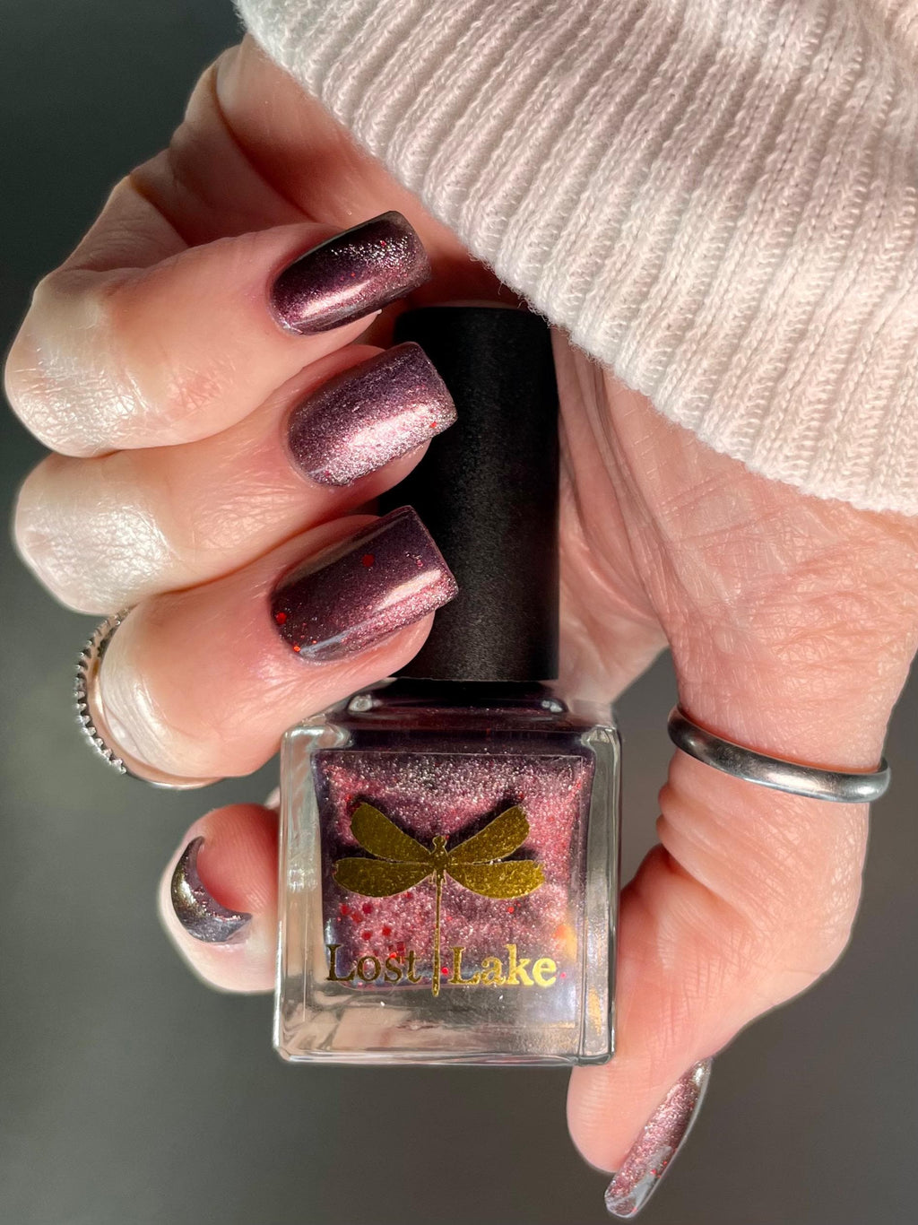 Krampus | Winter Mauve Magnetic Polish with Scattered Fiery Holo flakes