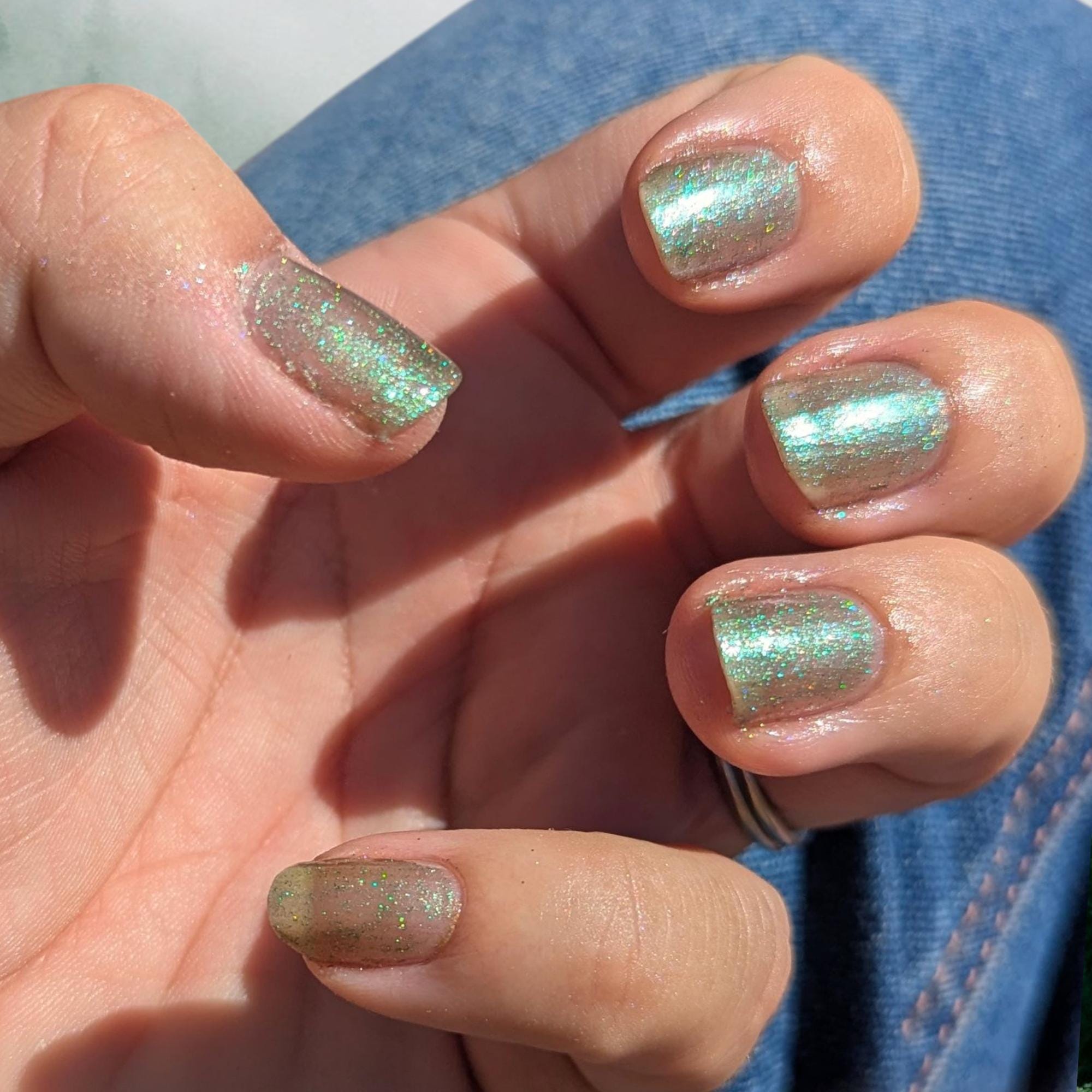 Aspen Wind Phone ~ Icy Green Flash Shimmer Nail Polish