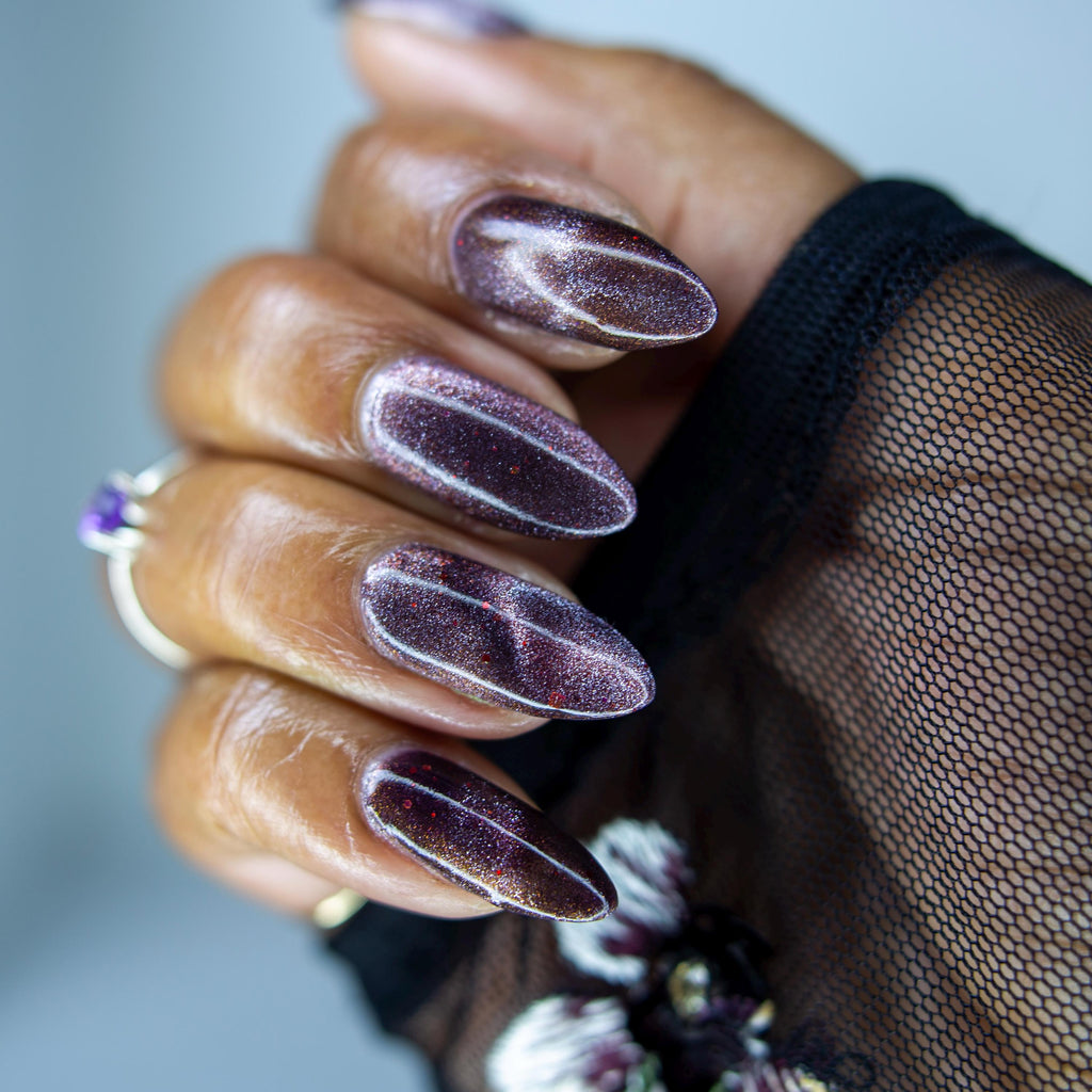 Krampus | Winter Mauve Magnetic Polish with Scattered Fiery Holo flakes