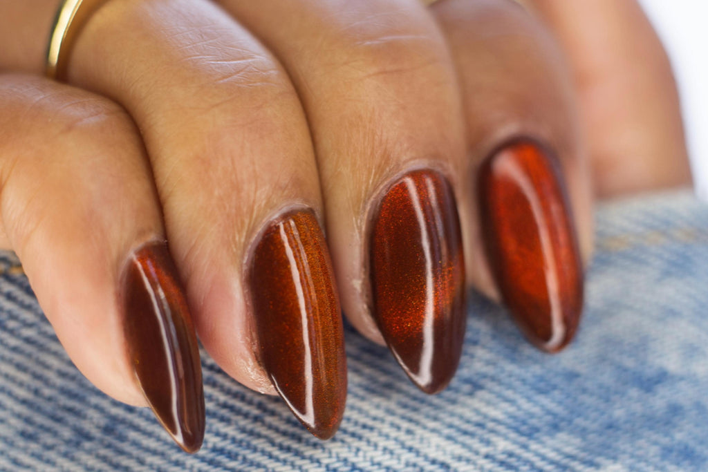 Baby Bigfoot ~ Sienna Brown to Red & Gold Magnetic Nail Polish