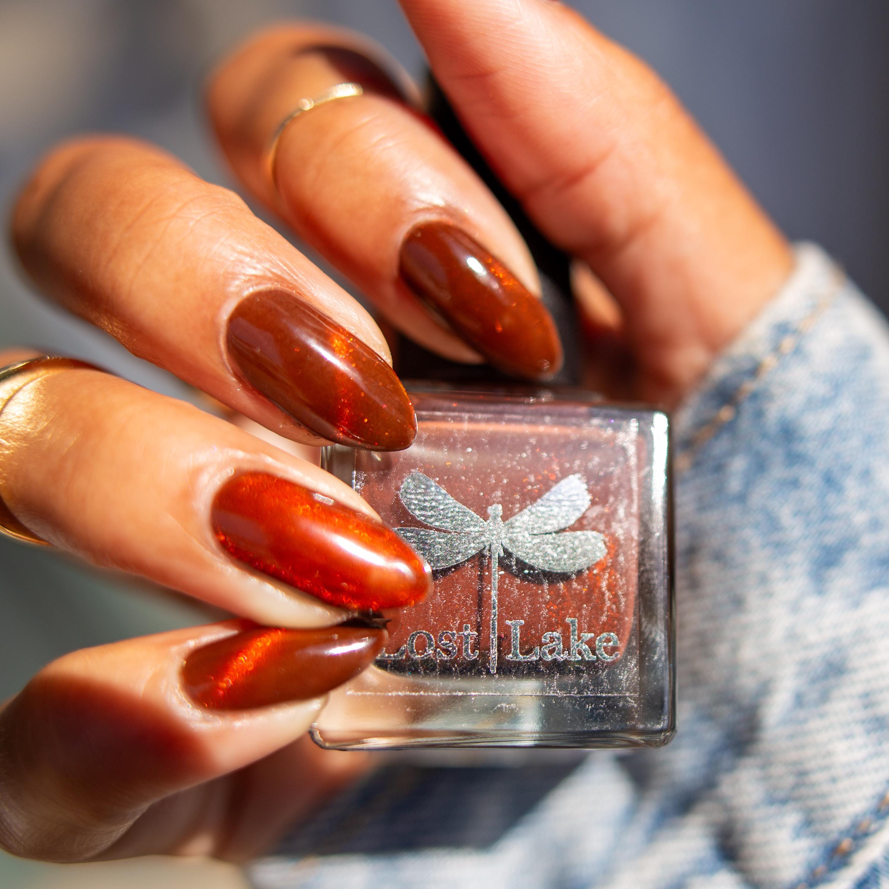 Baby Bigfoot ~ Sienna Brown to Red & Gold Magnetic Nail Polish