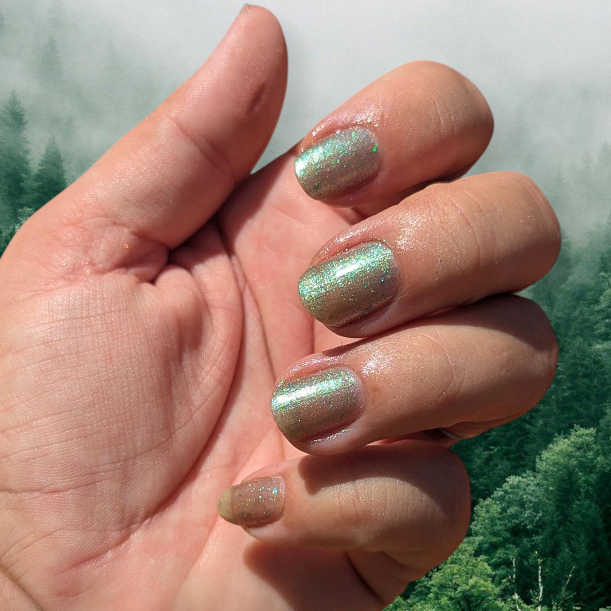 Aspen Wind Phone ~ Icy Green Flash Shimmer Nail Polish