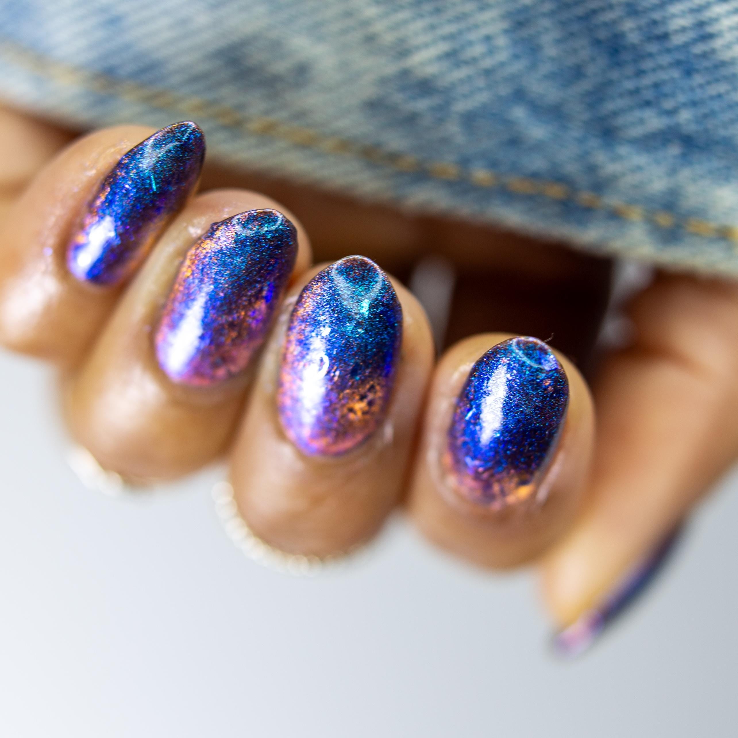 Melting Hearts | Pre-Order | Warm Pastel Pink & Dusky Blue Magnetic Polish with Scattered Fairy flakes