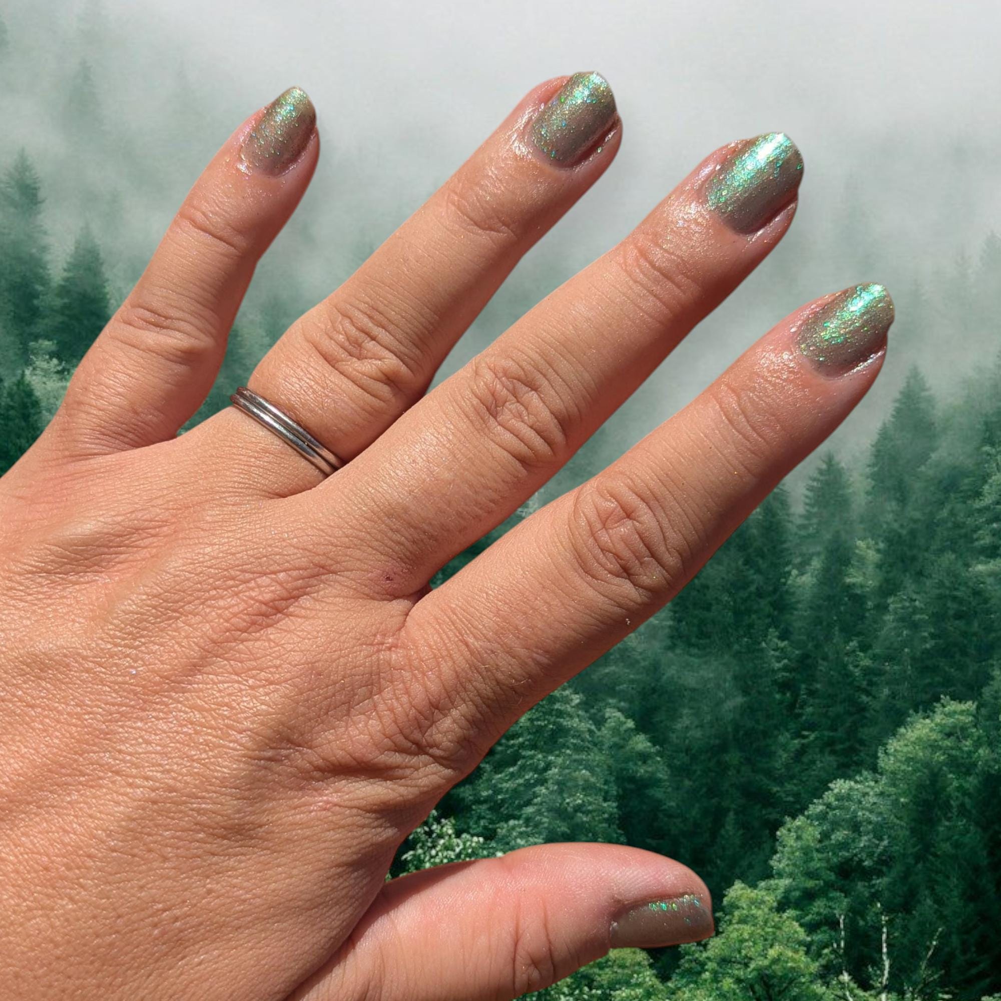 Aspen Wind Phone ~ Icy Green Flash Shimmer Nail Polish