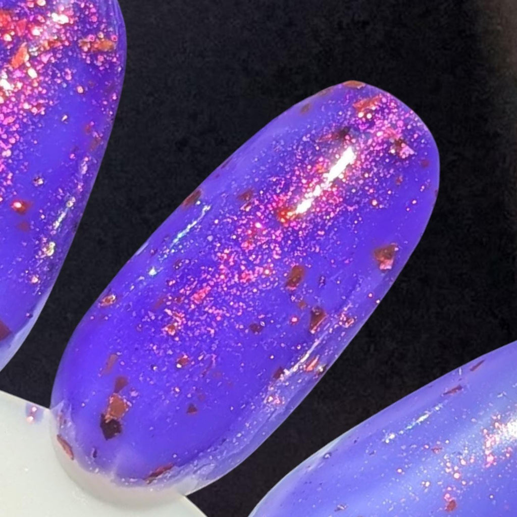 Blucifer | Glossy Purple Sparkle Polish with coppery glitter