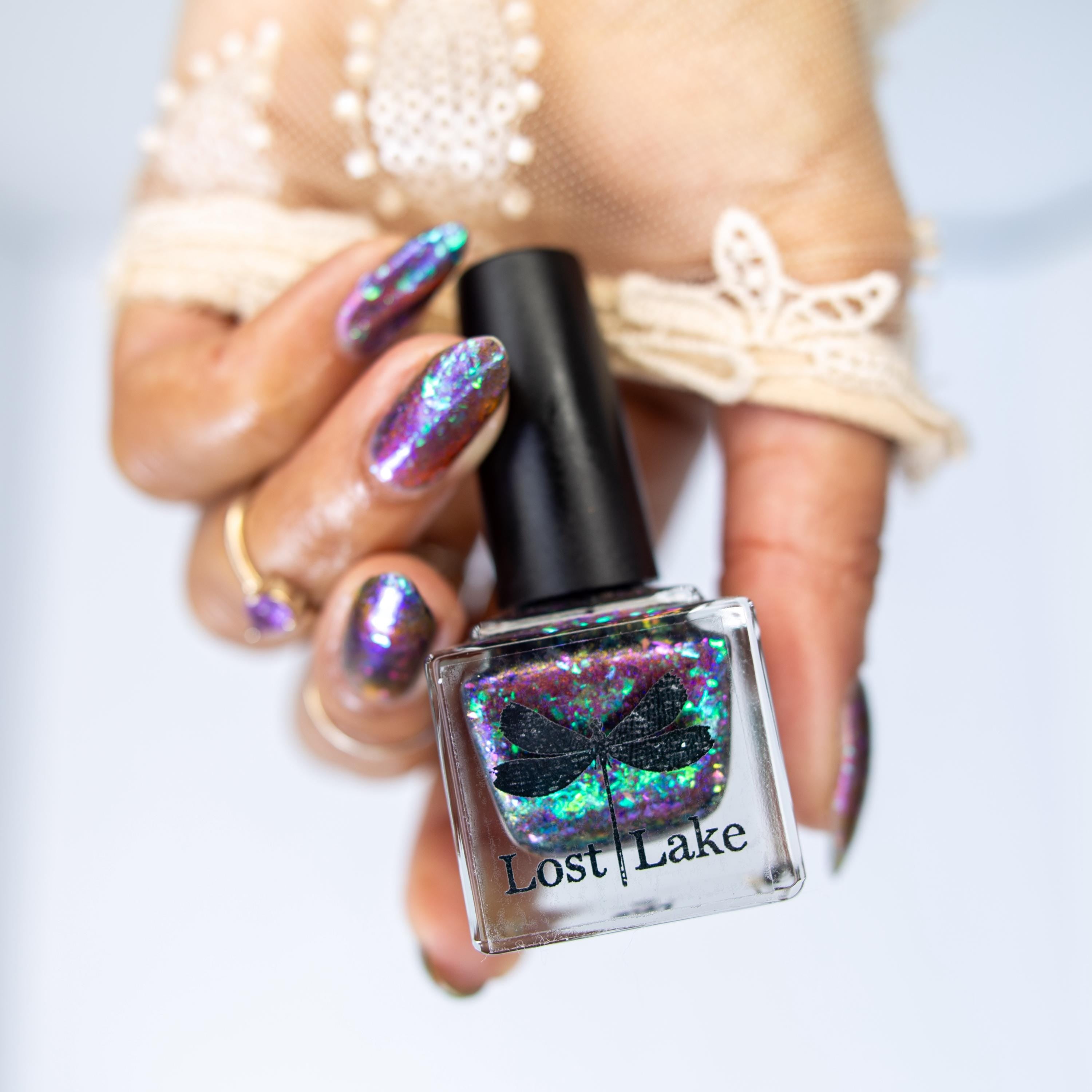 Alpenglow | PRE-ORDER | Purple jelly & red magnetic nail polish with shifting auroral flakies
