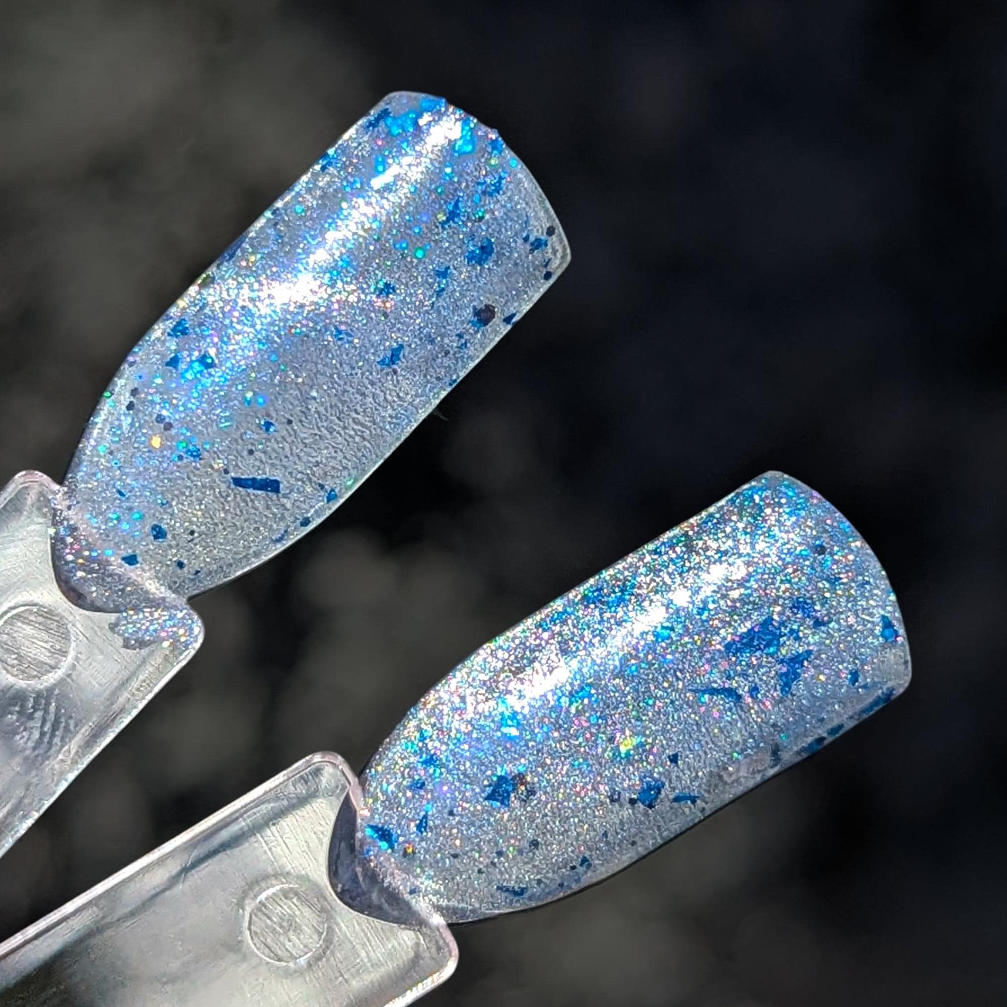 The Estes Method ~ Silver to Blue Glittery Holo Magnetic Sheer to Opaque Nail Polish