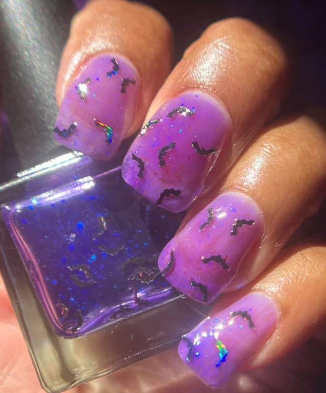 Bats! - Iridescent blue glitter and Rainbow Holo Bats Topper