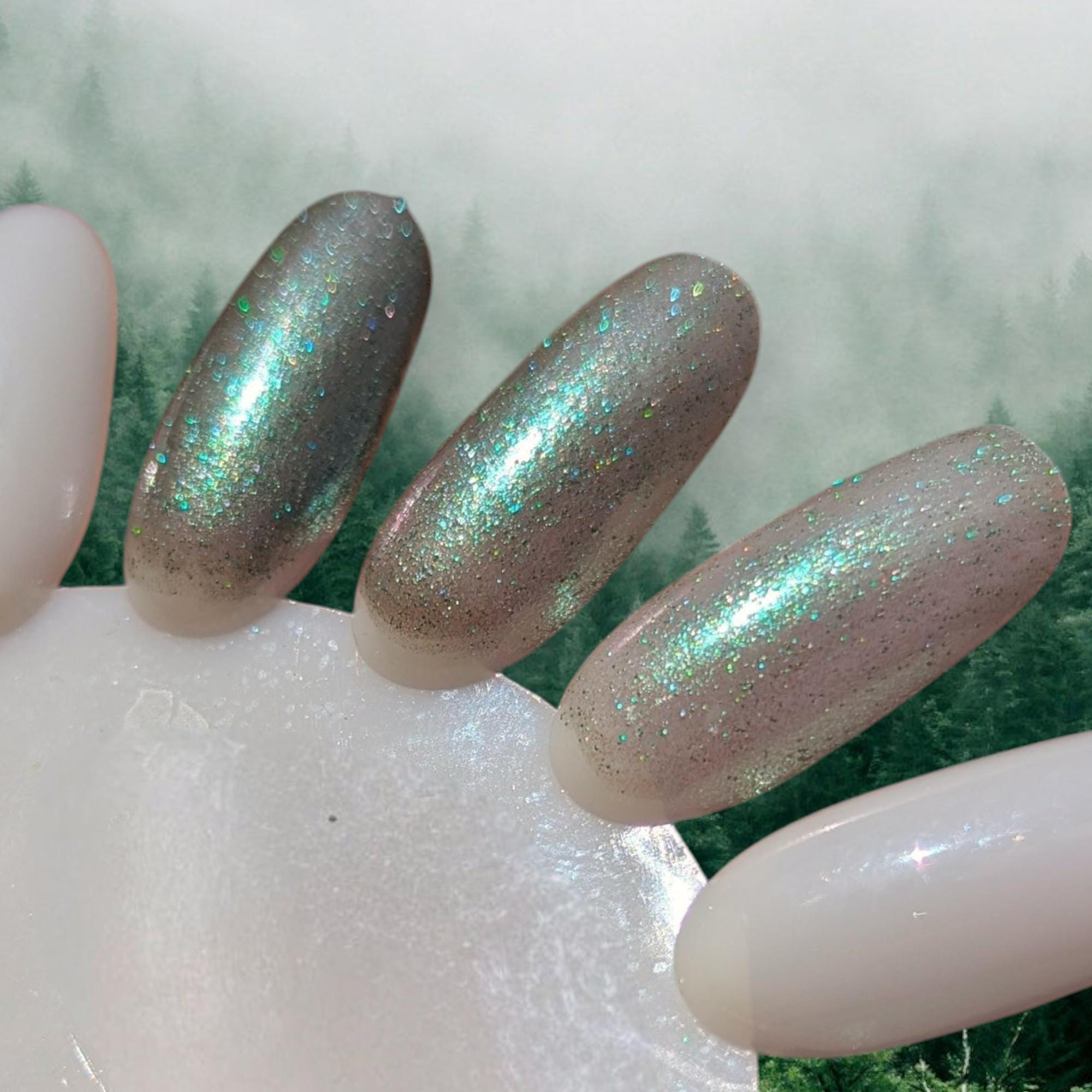 Aspen Wind Phone ~ Icy Green Flash Shimmer Nail Polish