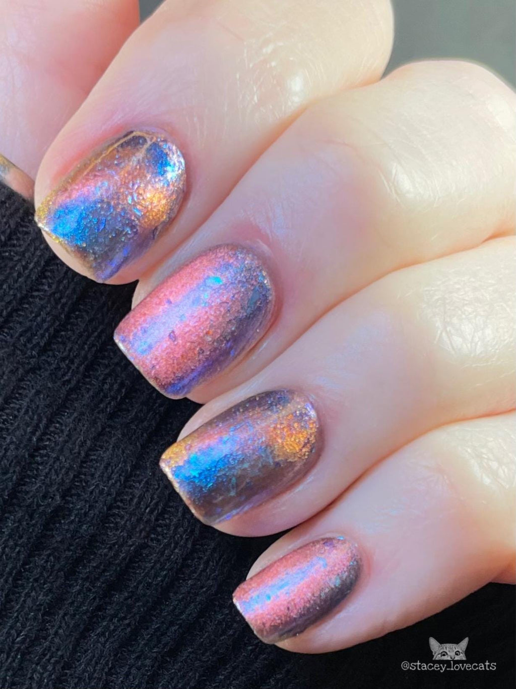Melting Hearts | Pre-Order | Warm Pastel Pink & Dusky Blue Magnetic Polish with Scattered Fairy flakes