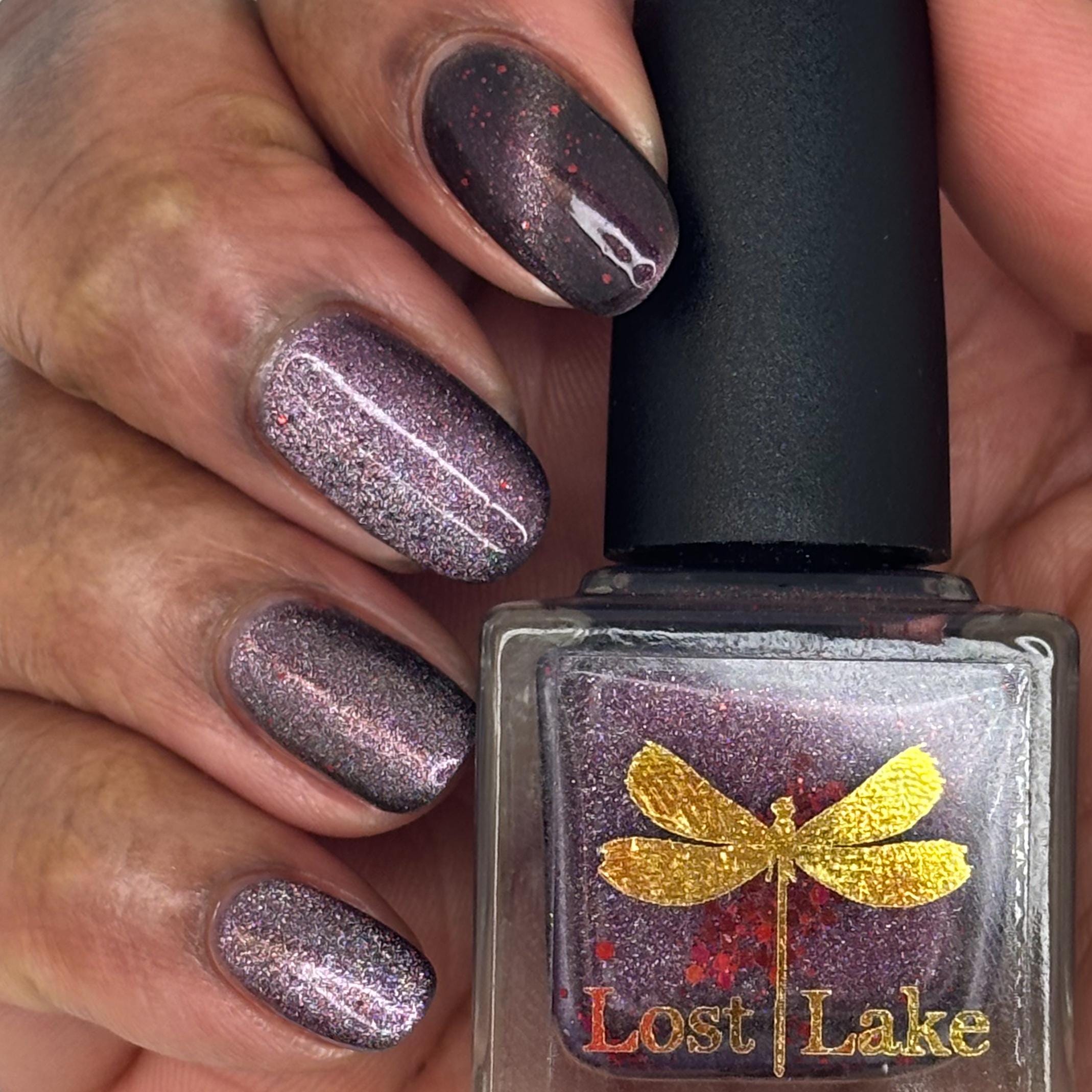 Krampus | Winter Mauve Magnetic Polish with Scattered Fiery Holo flakes