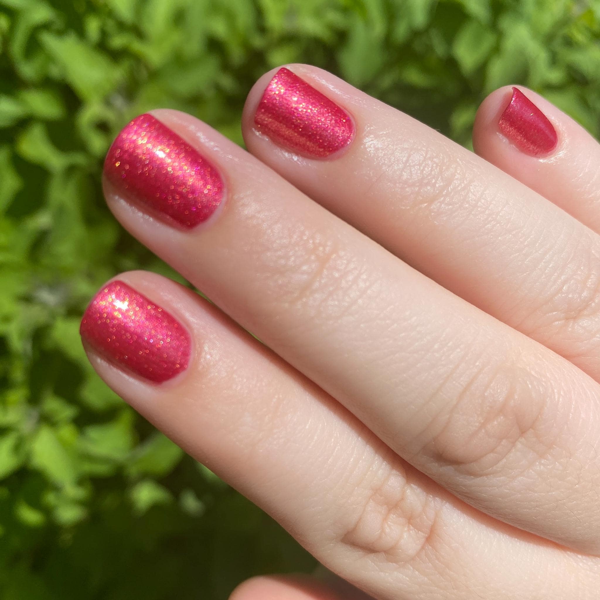 Maggie's Roses ~ Rose Red Crelly with Golden Shimmer Nail Polish