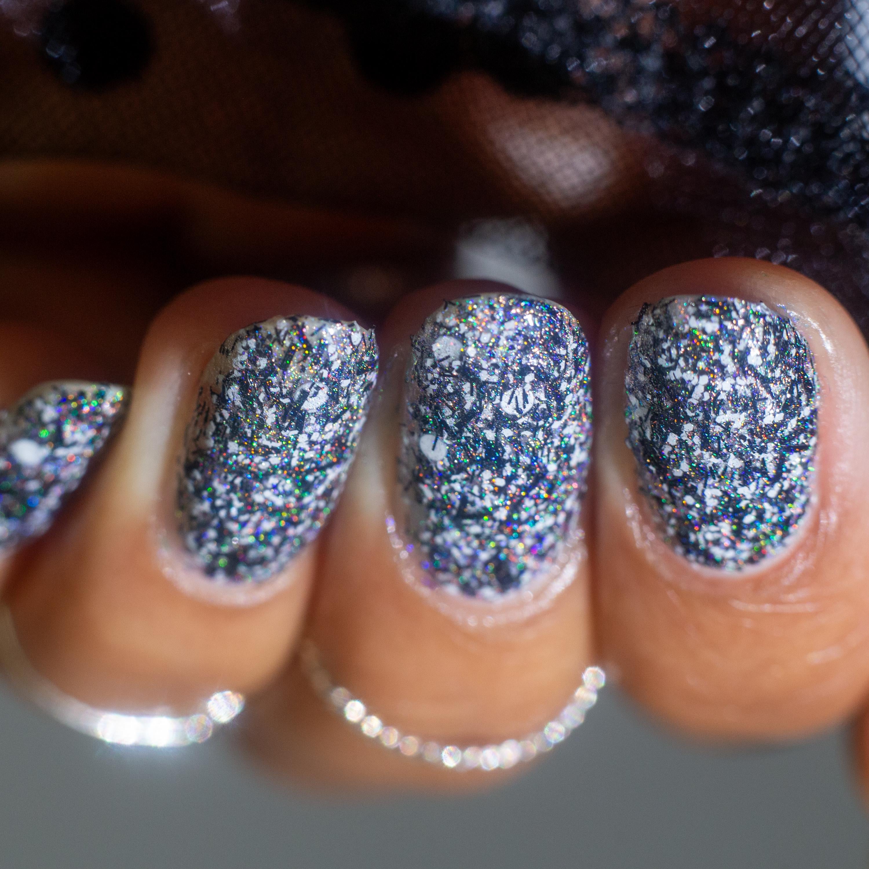 Ripley's Collection | Just Listen to the Scientist!! | Black & White Matte Glitter Polish with Linear Holo