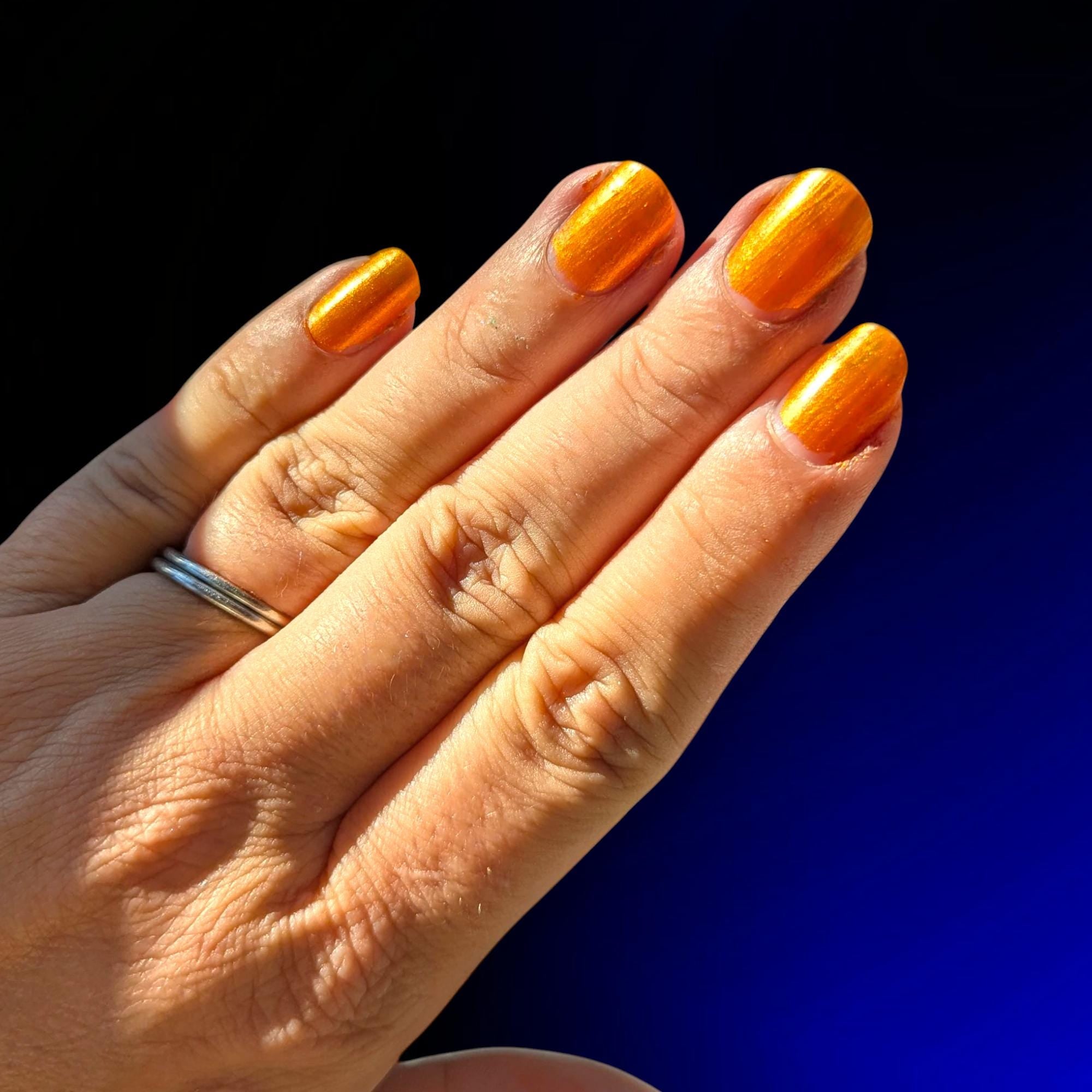 Best O(range) ~ Glowy opaque tangerine shimmer polish