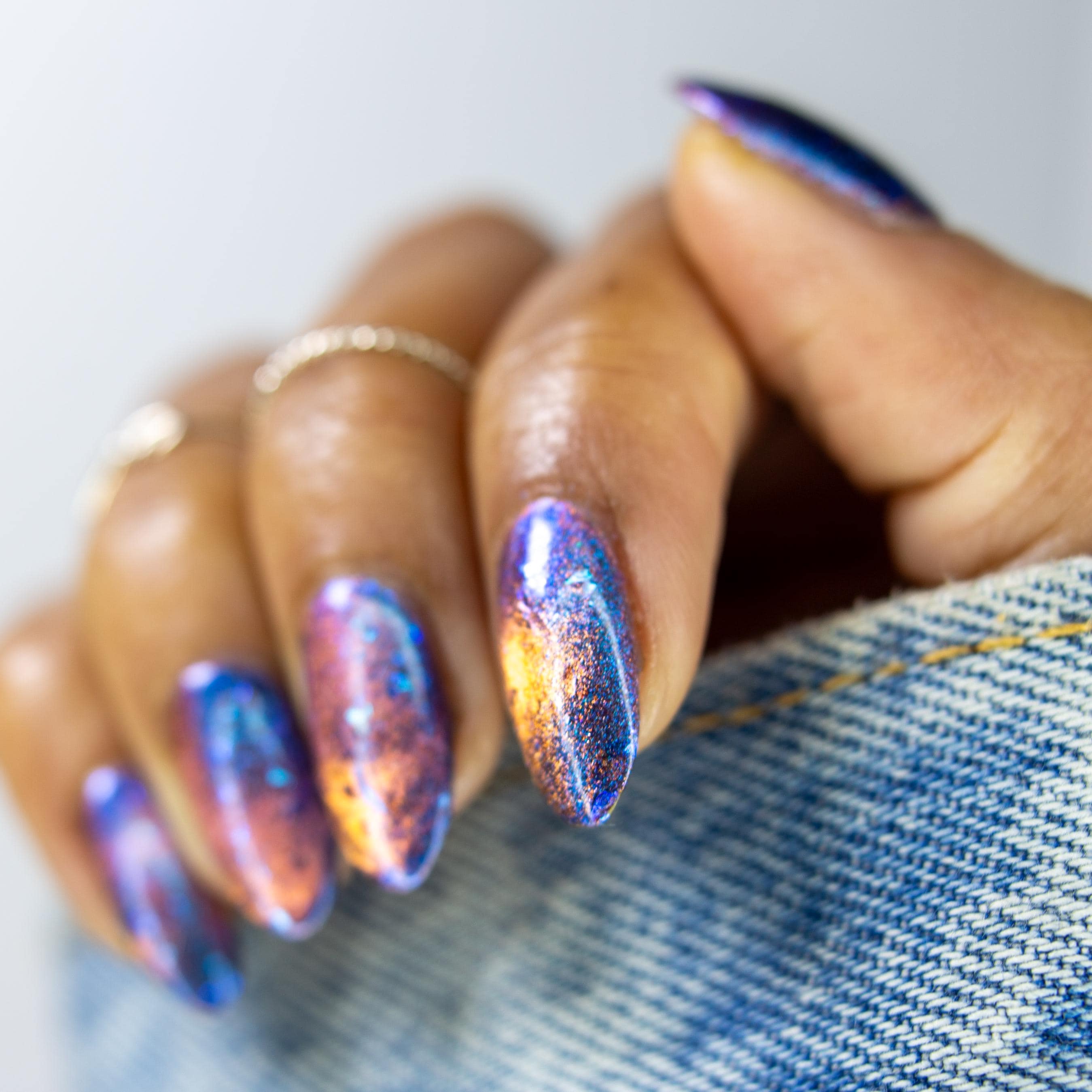 Melting Hearts | Pre-Order | Warm Pastel Pink & Dusky Blue Magnetic Polish with Scattered Fairy flakes