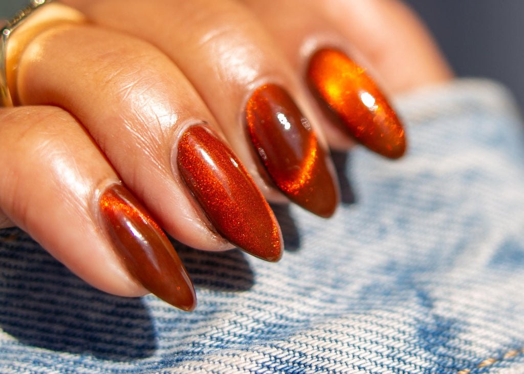 Baby Bigfoot ~ Sienna Brown to Red & Gold Magnetic Nail Polish