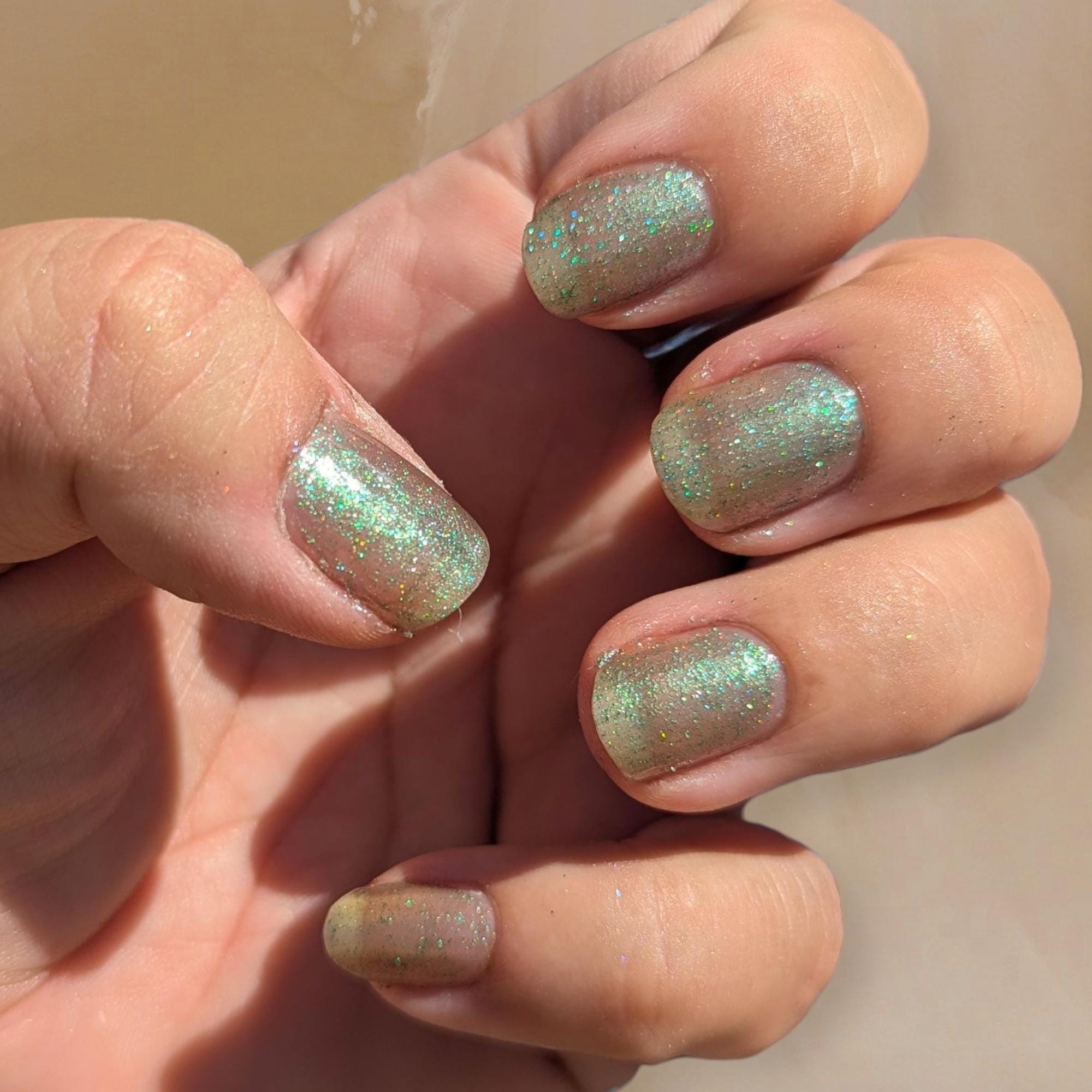Aspen Wind Phone ~ Icy Green Flash Shimmer Nail Polish