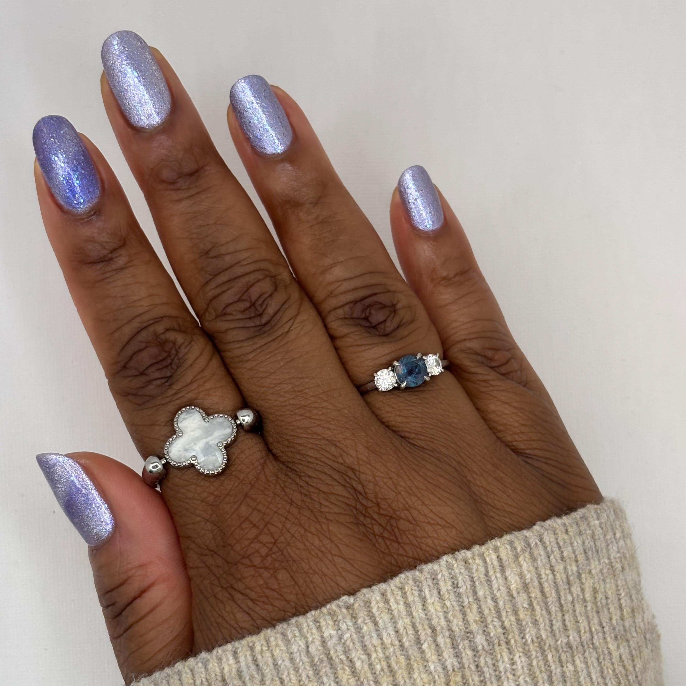 NORAD Santa Tracker | Magnetic pale periwinkle jelly with scattered green and purple holo flecks