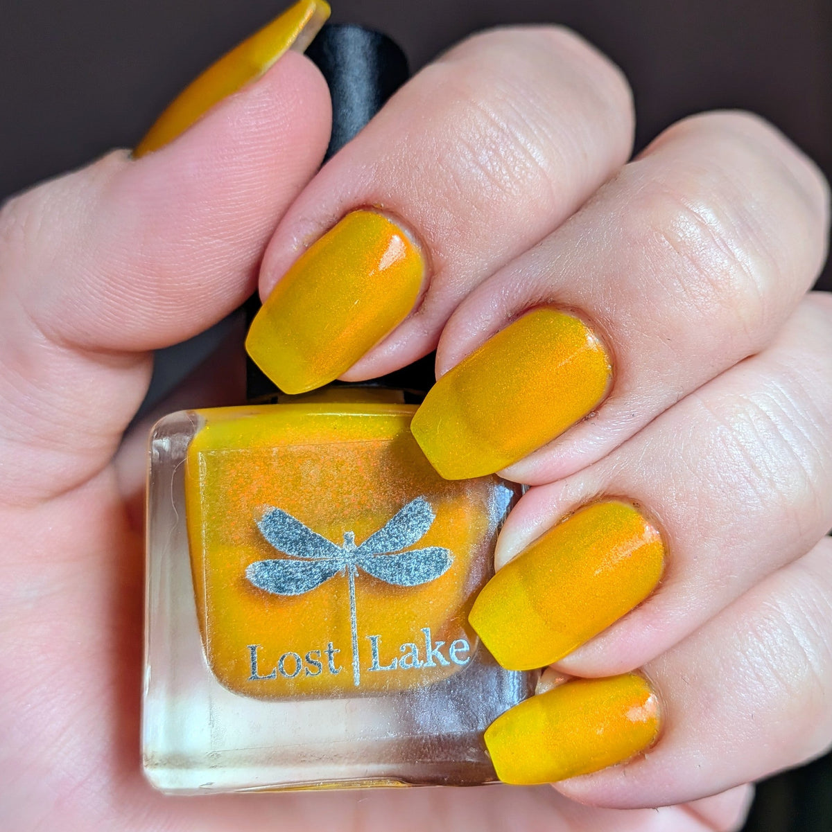 Cempasúchil | Illuminated marigold jelly nail lacquer with red to gold-green shimmer